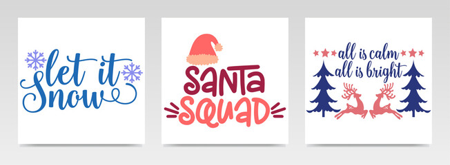 Christmas quotes letter typography set illustration.