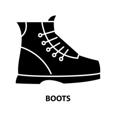 boots icon, black vector sign with editable strokes, concept illustration