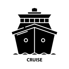 cruise icon, black vector sign with editable strokes, concept illustration