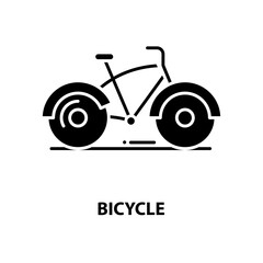 Fototapeta premium bicycle icon, black vector sign with editable strokes, concept illustration