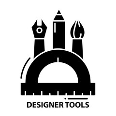 designer tools icon, black vector sign with editable strokes, concept illustration