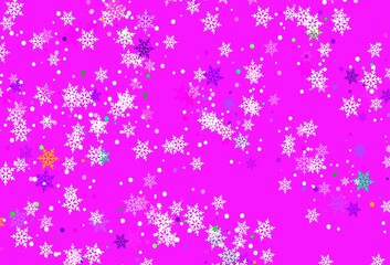 Light Green, Red vector pattern with christmas snowflakes.