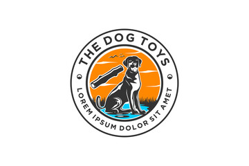 Pet shop logo dog vector labrador retriever. animal logo design, dog toy product logo.