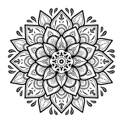 Mandala pattern design with hand drawn, Vector mandala Oriental pattern, Unique design with petal flower. Concept relax and meditation use for page logo book