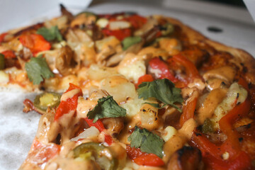 barbecue pizza with vegetables