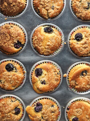 Top view blueberry muffin