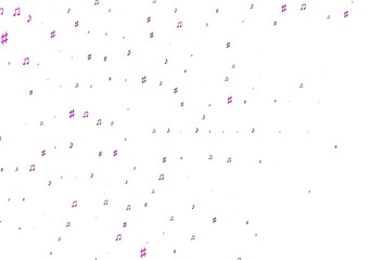 Light Pink, Blue vector background with music symbols.