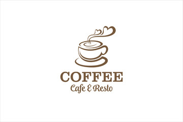 Coffee logo for cafe resto and product label - food drink cup element