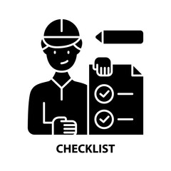 checklist icon, black vector sign with editable strokes, concept illustration