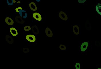 Dark Blue, Yellow vector background with bubbles.