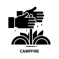 campfire icon, black vector sign with editable strokes, concept illustration