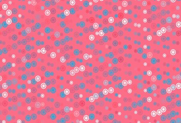 Light Blue, Red vector texture with colored snowflakes.