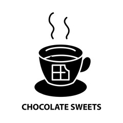 chocolate sweets icon, black vector sign with editable strokes, concept illustration