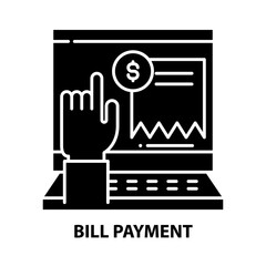 bill payment icon, black vector sign with editable strokes, concept illustration