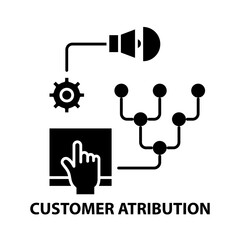 customer atribution icon, black vector sign with editable strokes, concept illustration