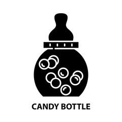 candy bottle icon, black vector sign with editable strokes, concept illustration