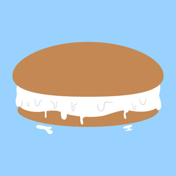 Cartoon Oatmeal Creampie Cookie Illustration