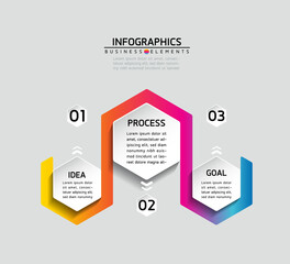 Vector elements for infographics. presentation and chart. steps or processes. 
options number workflow template design. 3 steps.