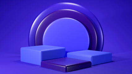 Fototapeta premium 3D Rendering of Premium purple podium mock on purple background, platform for product presentation. Minimal.