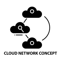 cloud network concept icon, black vector sign with editable strokes, concept illustration