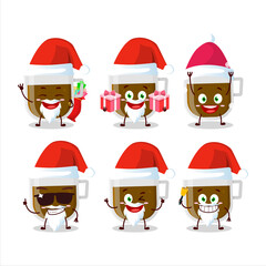 Fototapeta premium Santa Claus emoticons with cup of coffee cartoon character
