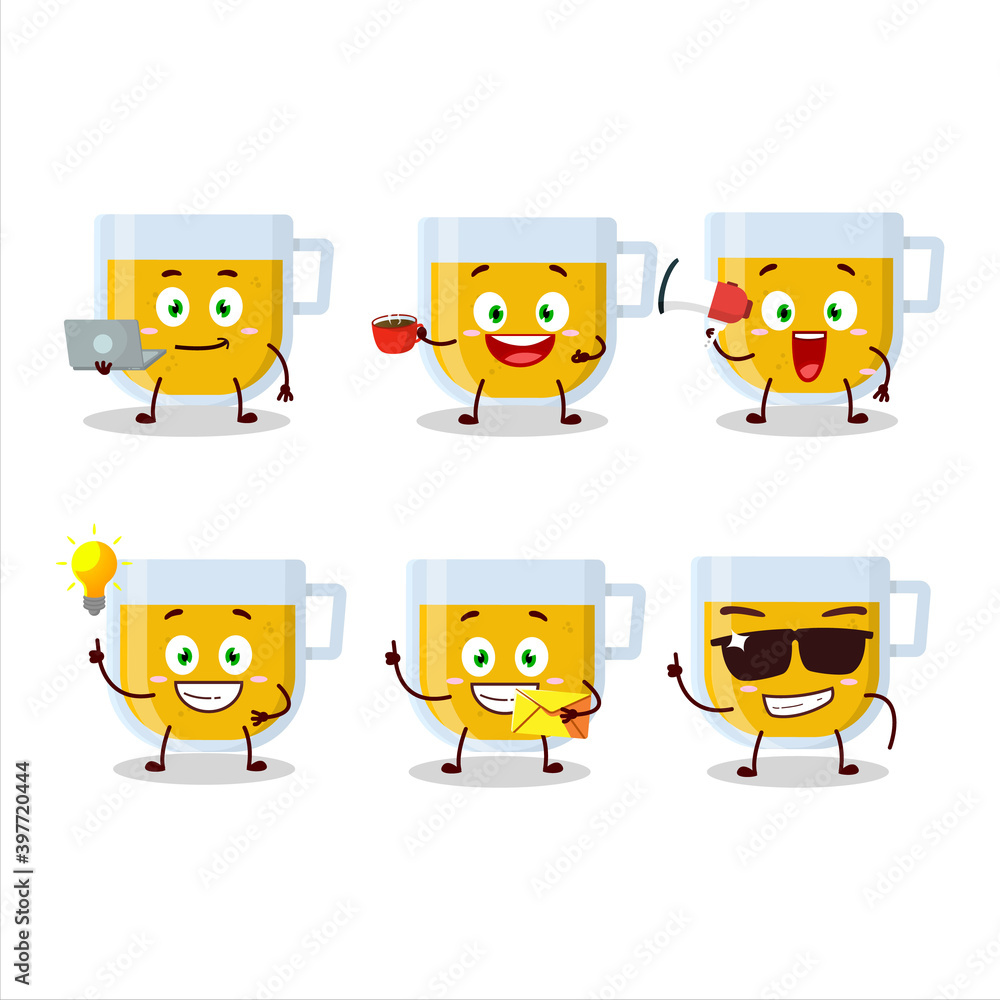 Canvas Prints Cup of lemon tea cartoon character with various types of business emoticons