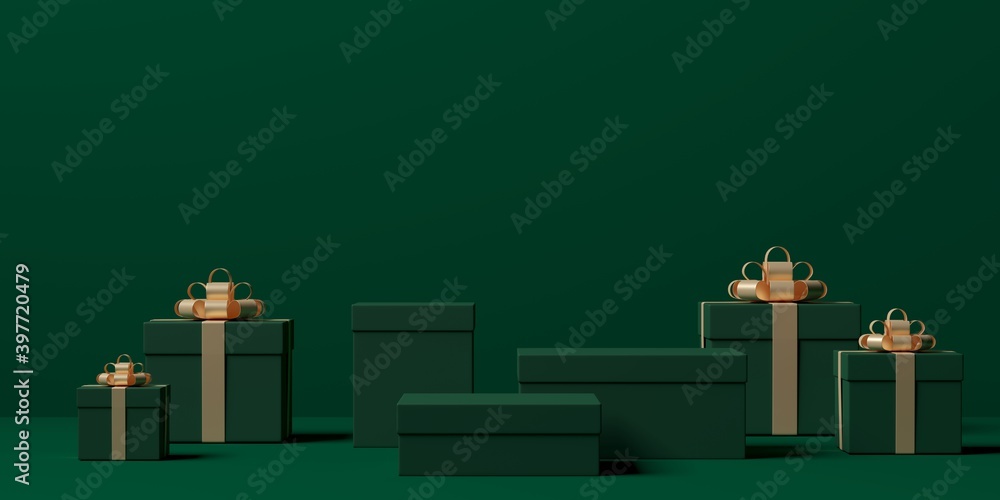 Poster minimal background, mock up scene with podium geometry shape for christmas, new year and event. 3d r