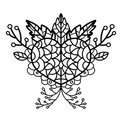 Abstract heart with doodle style flowers for Valentine's Day.