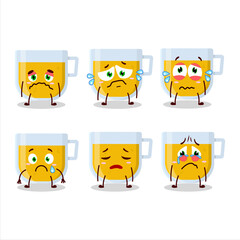Cup of lemon tea cartoon character with sad expression