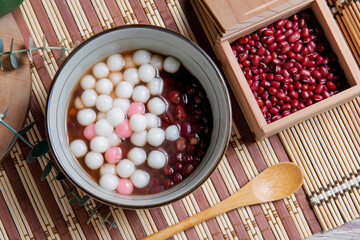 Chinese glutinous rice balls ,Chinese are eaten during (Yuanxiao) served as a dessert on a Lantern Festival ,
