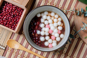Chinese glutinous rice balls ,Chinese are eaten during (Yuanxiao) served as a dessert on a Lantern Festival ,