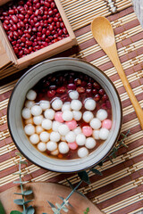 Chinese glutinous rice balls ,Chinese are eaten during (Yuanxiao) served as a dessert on a Lantern Festival ,