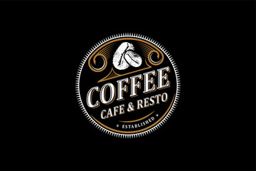 Coffee logo for cafe resto and product label - food drink - coffee seed farm simple minimalist icon design.
