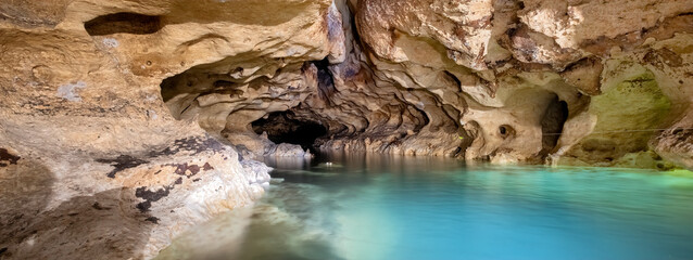 Gator Hole Spring Cave during water drawn down to repair the dam. Merritts Mill Pond, Mariana, Florida