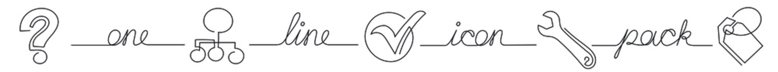 one line icon pack of question diagram tools mark label