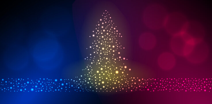 merry christmas golden sparkles tree banner design Free Vector