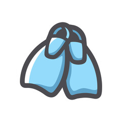 Swimming Flippers Rubber Fins Vector icon Cartoon illustration