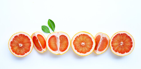 High vitamin C. Juicy grapefruit on white.