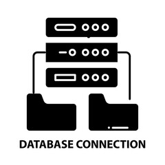 database connection icon, black vector sign with editable strokes, concept illustration