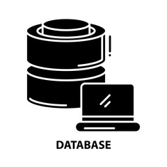 database symbol icon, black vector sign with editable strokes, concept illustration