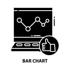 bar chart icon, black vector sign with editable strokes, concept illustration