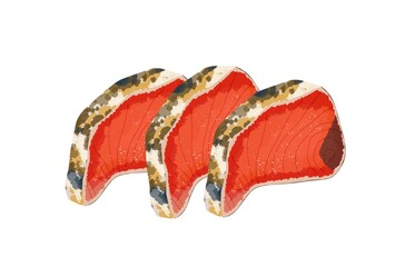 新鮮で美味しそうな鰹のタタキのイラスト
