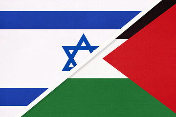 Israel and Palestine, symbol of national flags from textile.