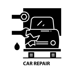 car repair icon, black vector sign with editable strokes, concept illustration