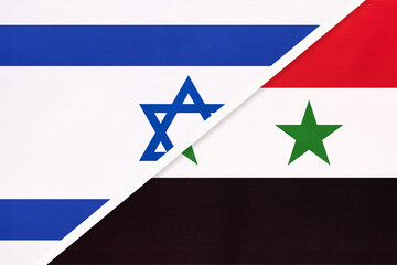 Israel and Syrian Arab Republic or Syria, symbol of national flags from textile.