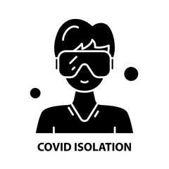 covid isolation icon, black vector sign with editable strokes, concept illustration