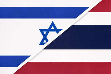 Israel and Thailand or Siam, symbol of national flags from textile.