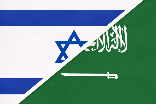 Israel and Saudi Arabia, symbol of national flags from textile.