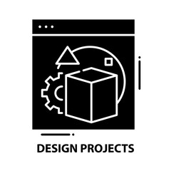 design projects icon, black vector sign with editable strokes, concept illustration