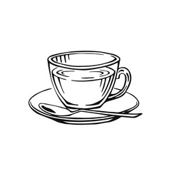 Hand Drawn cup mug of hot drink coffee, tea etc. Cup isolated on white background. Teacup, coffee cup. Morning fresh drink. Vector illustration